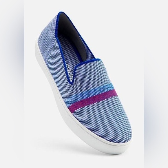 Rothy's The Sneaker Slip On in Blue Reflective Stripe 5 - Picture 3 of 11
